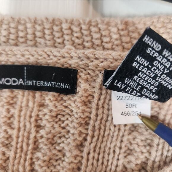 Moda International XL BeigeSnugFit WoolBlendCableKnit 3/4Sleeve Women’s Sweater - Picture 4 of 11